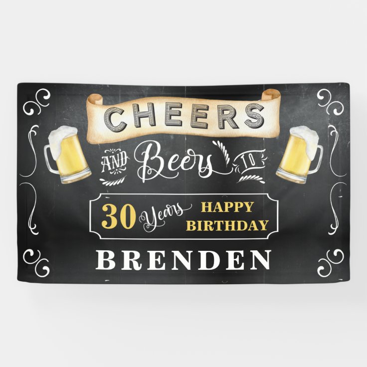 Cheers and Beers tot 30 jaar geboortedag Spandoek Zazzle.be Cheers and Beers tot 30 jaar geboortedag Spandoek Zazzle.be