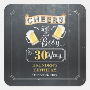 Cheers and Beers tot 30 jaar geboortedag   Vierkante Sticker