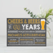 Cheers and Beers tot 60 jaar uitnodiging (Staand voorkant)