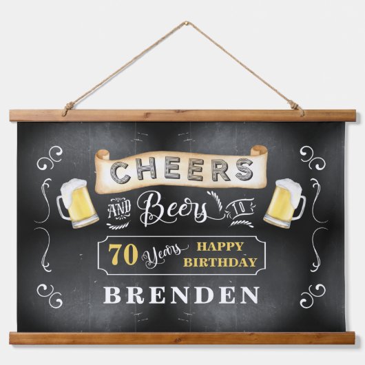 Cheers and Beers tot 70 jaar geboortedag Hangend Wandkleed (Voorkant)