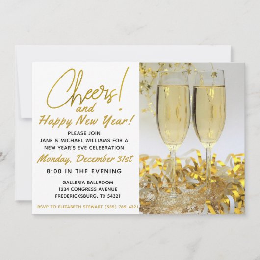 "Cheers and Happy New Year" Kaart (Voorkant)