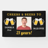 Cheers & Beers 21e jaar verjaardag Foto Keepsake Spandoek (Horizontaal)