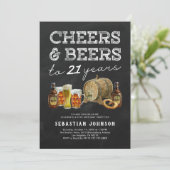 Cheers & Beers 21e uitnodiging van de Birthday Par (Staand voorkant)