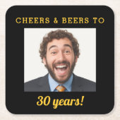 Cheers & Beers 30e verjaardag Foto Milestone Vierkante Kartonnen Onderzetter (Voorkant)