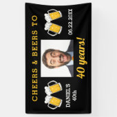 Cheers & Beers 40 Jaar Verjaardag Foto Keepsake Spandoek (Verticaal)