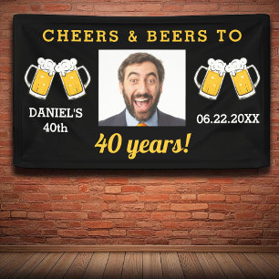 Cheers & Beers 40 Jaar Verjaardag Foto Keepsake Spandoek