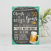 Cheers & Beers 50th Birthday Uitnodiging (Staand voorkant)