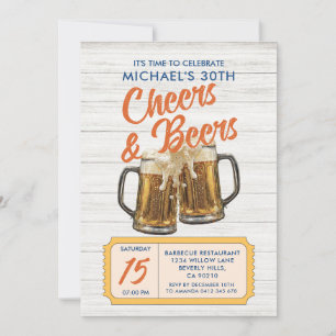 Cheers & Beers Adult 40th Birthday Wood Kaart