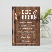 Cheers & Beers BBQ Birthday Party 30th 60th Invite Kaart (Staand voorkant)
