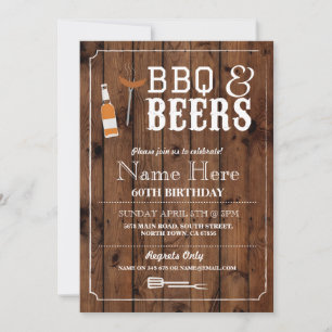 Cheers & Beers BBQ Birthday Party 30th 60th Invite Kaart