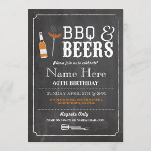 Cheers & Beers BBQ Birthday Party 30th 60th Invite Kaart