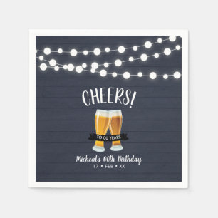Cheers Beers Blauwe Houten Volwassen 40e Verjaar Servet