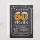 Cheers & Beers Men's 60th Birthday Invitation Kaart (Voorkant)
