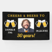 Cheers & Beers Milestone Verjaardag Foto Keepsake Spandoek (Horizontaal)
