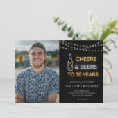 Cheers & Beers Neon Sign 30th Volwassene Verjaarda Kaart (Staand voorkant)