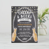 Cheers & Beers Rustic Chalkboard 50th Birthday Kaart (Staand voorkant)