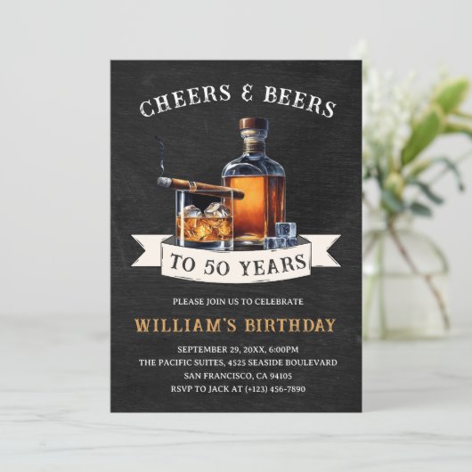 Cheers & Beers Rustiek 50e Country Verjaardagsfees Kaart (Staand voorkant)