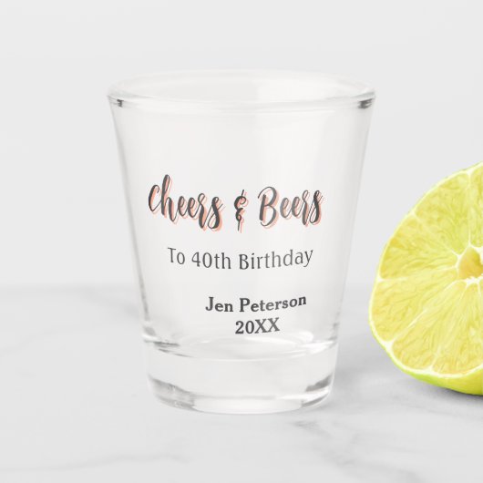 Cheers & beers to 40th birthday gray name year sin shot glas (Voorkant)