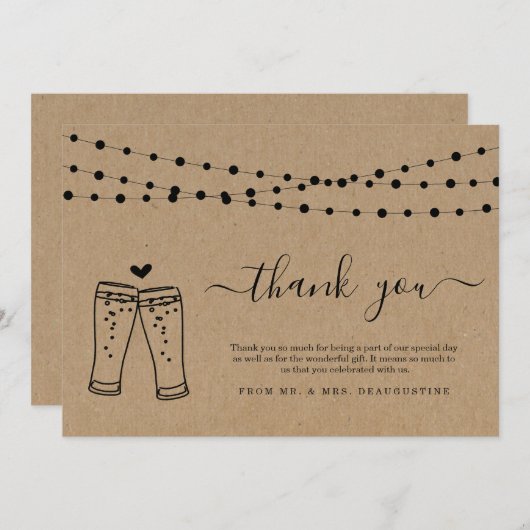 Cheers & Beers Toast & String Lights Bedankkaart (Voorkant / Achterkant)