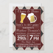 Cheers & Beers Trendy Red Birthday Party Kaart (Voorkant)