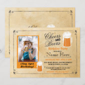 Cheers & Beers Verjaardagsfeest Bier Foto Uitnodig Kaart (Voorkant / Achterkant)