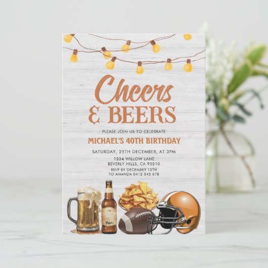 Cheers & Beers Volwassen Verjaardag String Lights Kaart (Staand voorkant)