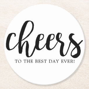 Cheers Best Day Hand-Lettering Ronde Kartonnen Onderzetter