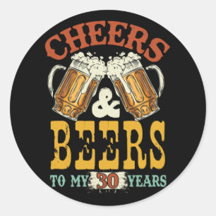 Cheers & bier naar mijn 30e verjaardag ronde sticker
