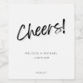 Cheers Black White Weddenschap voor wijn Wijn Etiket (Enkel label)