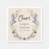 Cheers BOHO Dusty Blue Wildflower Wedding Servet (Voorkant)