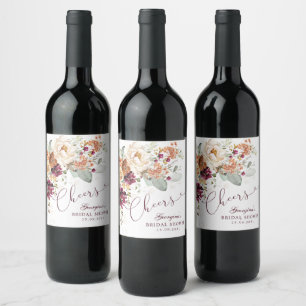 Cheers Boho Maroon Terracotta Vrijgezellenfeest Fa Wijn Etiket