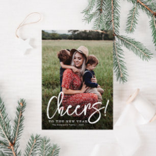 CHEERS borstel script gelukkig nieuwjaar kaart