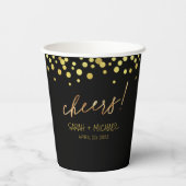 Cheers Bride en Groom Gold Black Wedding Papieren Bekers (Achterkant)
