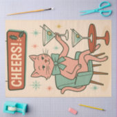 Cheers Cat – Mid Century Christmas Cocktail Tissuepapier (Craft)