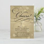 Cheers Champagne Gold Holiday Kaart (Staand voorkant)