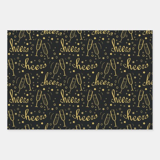 Cheers Champagne Kerstmis en nieuwjaar Inpakpapier Vel (Voorkant 3)