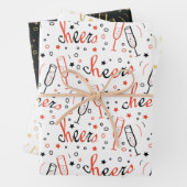 Cheers Champagne Kerstmis en nieuwjaar Inpakpapier Vel (In situ)