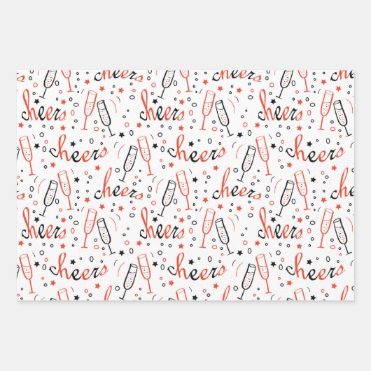 Cheers Champagne Kerstmis en nieuwjaar Inpakpapier Vel (Voorkant)