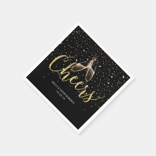 Cheers Champagne Toast Gouden Confetti Servet (Hoek)