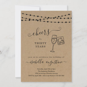 Cheers Champagne & Whiskey Birthday Invitation Kaart