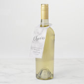 'Cheers' Classy Elegant Script Marmeren bruiloft Flessenhanger (Schuin)