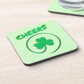 Cheers Clover Shamrock Irish Green St Patricks Day Bier Onderzetter (Linkerzijde)
