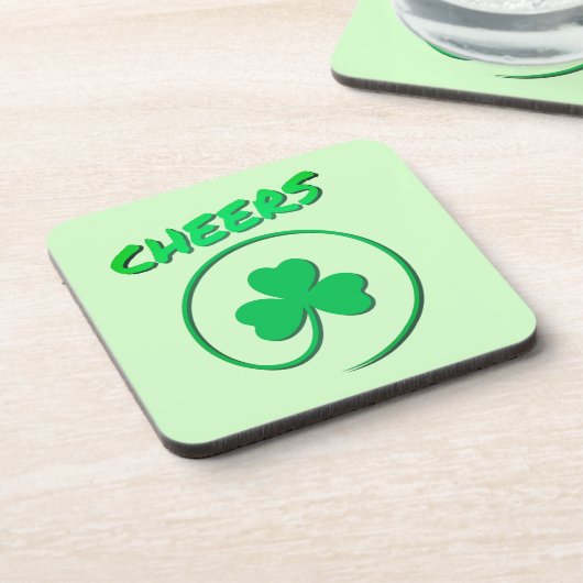 Cheers Clover Shamrock Irish Green St Patricks Day Bier Onderzetter (Linkerzijde)