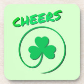 Cheers Clover Shamrock Irish Green St Patricks Day Bier Onderzetter (Voorkant)