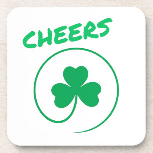 Cheers Clover Shamrock Irish Green St Patricks Day Bier Onderzetter