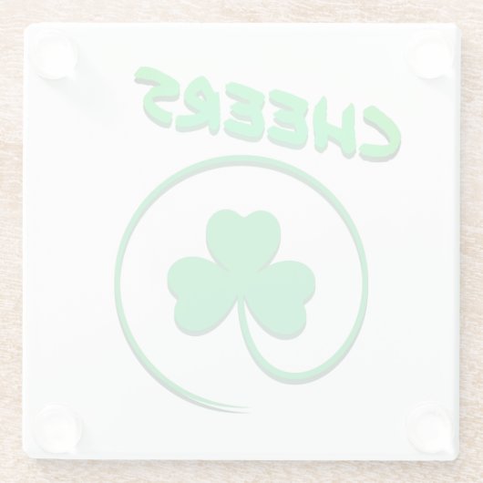 Cheers Clover Shamrock Irish Green St Patricks Day Glazen Onderzetter (Achterkant)
