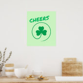 Cheers Clover Shamrock Irish Green St Patricks Day Poster (Keuken)