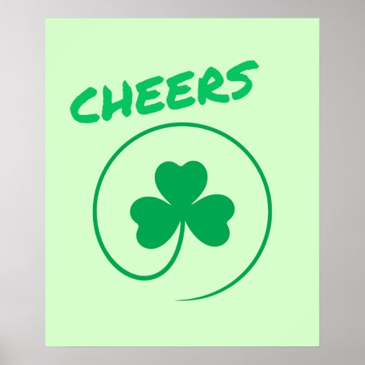Cheers Clover Shamrock Irish Green St Patricks Day Poster (Voorkant)