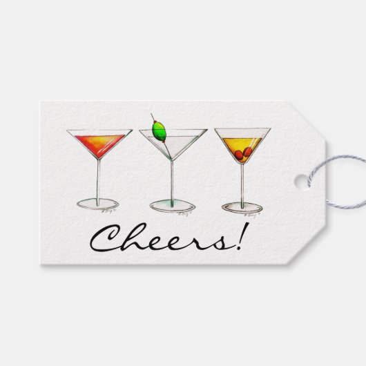 Cheers! Cosmo Martini Manhattan Cocktail Glass Lab Cadeaulabel (Voorkant (Horizontaal))