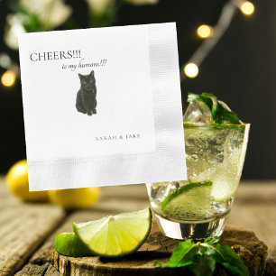 Cheers Custom Cat Black Tekst Wedding Bedacht Servet